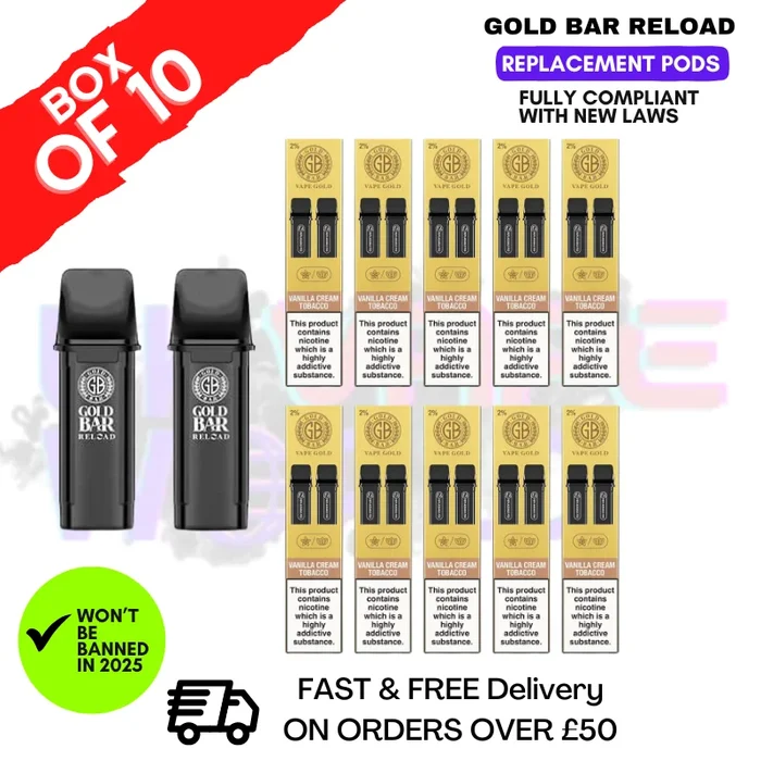 Vanilla Cream Tobacco Gold Bar Reload Prefilled Pods Box of 10
