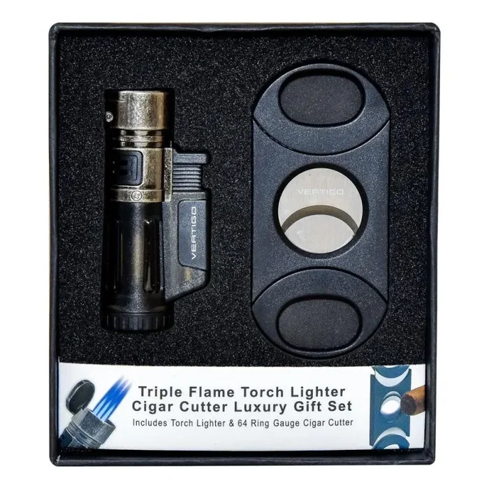 Vertigo Blizzard Triple Torch Lighter and Big Boy Cutter Gift Set