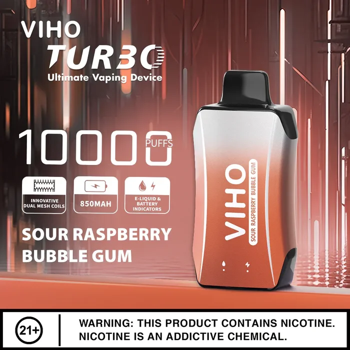 VIHO Turbo 10k – Sour Raspberry Bubble Gum