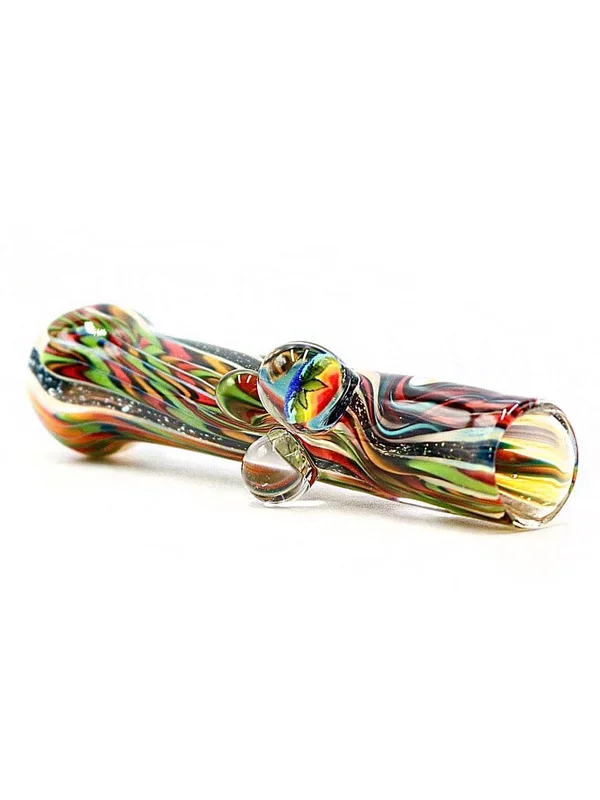 Vulcan Glass Art – Inside Out Wig Wag Dichro Chillum with Leaf Millie (5″)