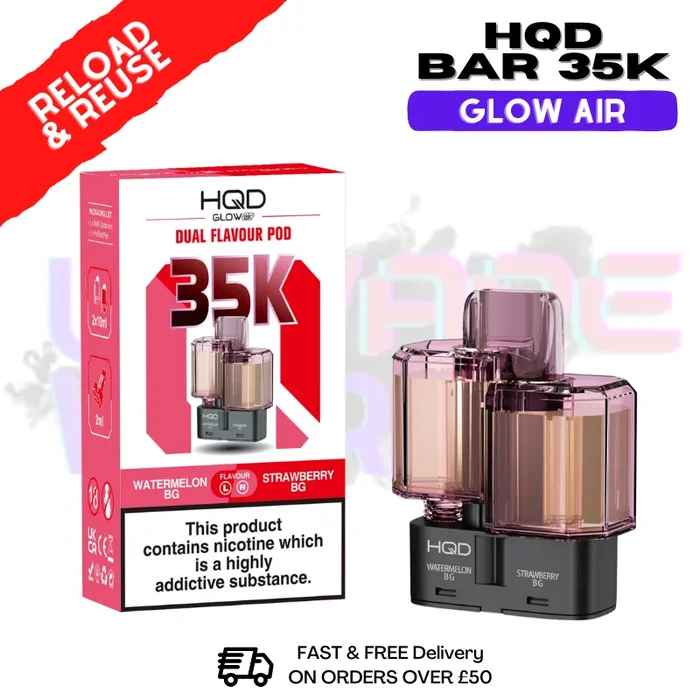 Watermelon Bubblegum HQD 35K Glow Air Replacement Pods