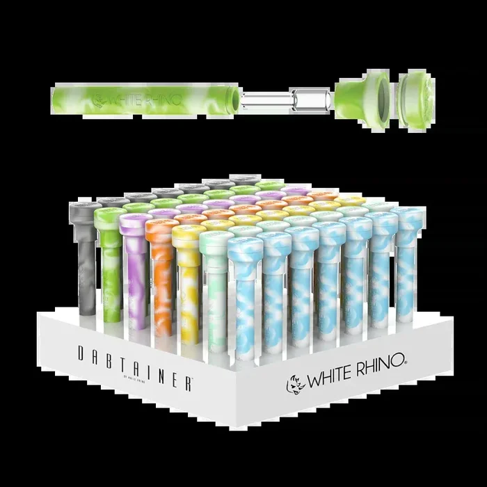 White Rhino Dabtainer Silicone Straw & Storage | 5.25″ | Glow Assortment | 49ct Display