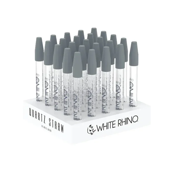 White Rhino Quartz Dab Straw w/ Silicone Cap | 5″ | 25pc Display