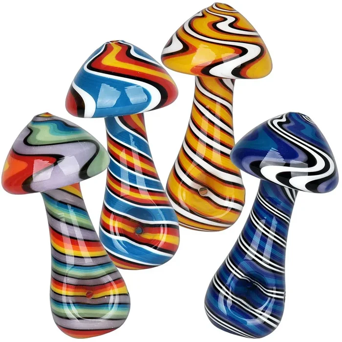 Wig Wag Mushroom Glass Hand Pipe – 4″ / 4ct