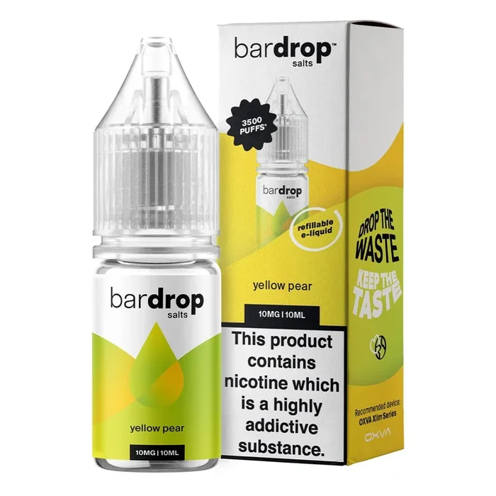 Yellow Pear 10ml Nic Salt By Bar Drop Salts
