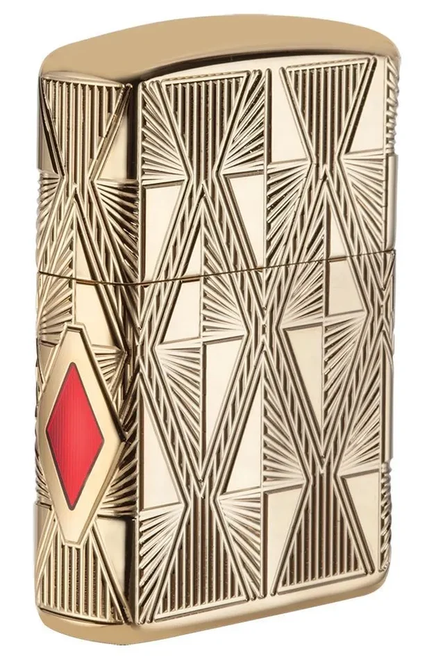 Zippo Lighter – Luxury Diamond Armor High Polish Gold