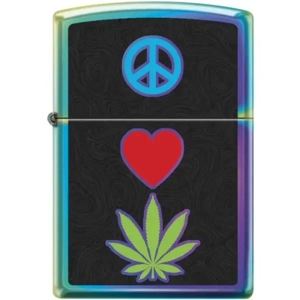 Zippo Lighter – Peace Pot Leaf Spectrum Finish