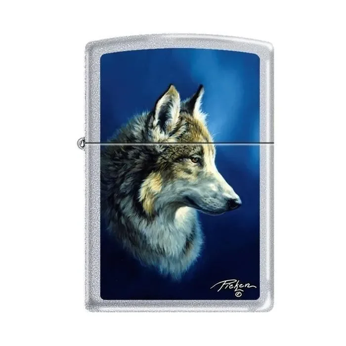 Zippo Lighter – Picken’s Wolf Satin Chrome