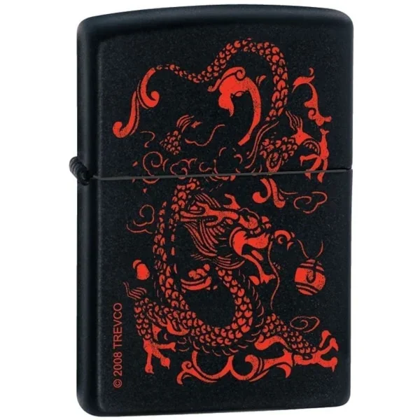 Zippo Lighter – Red Dragon Black Matte