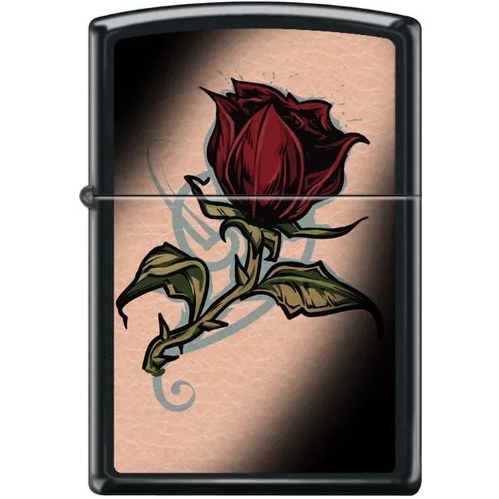 Zippo Lighter – Rose Tattoo Black Matte