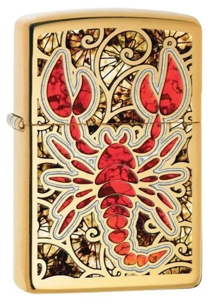 Zippo Lighter – Scorpion Shell High Polish Brass