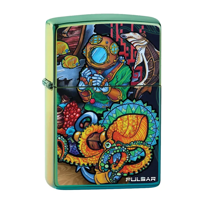 Zippo Lighter | Pulsar Psychedelic Ocean | Polished Teal